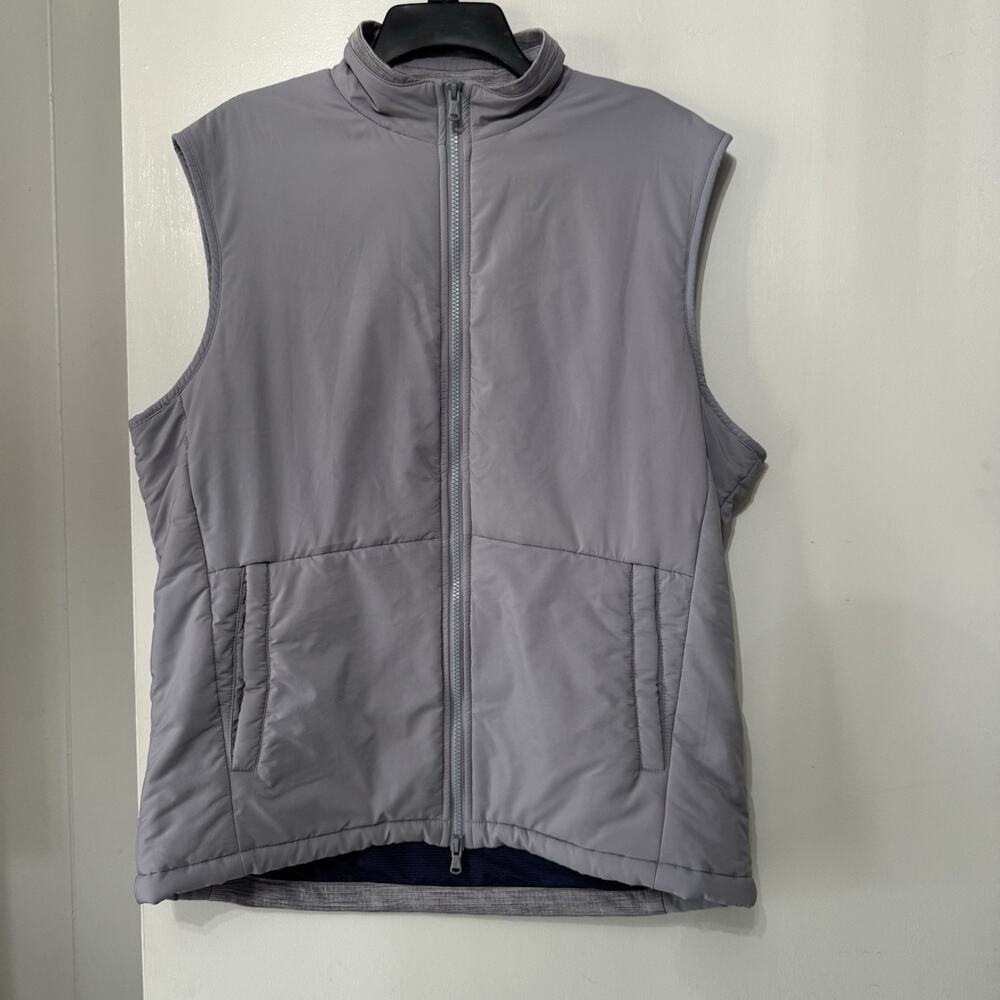 JOHNNIE-O Huck Zip Front Performance Mixed Media Vest Grey Men’s Size Large